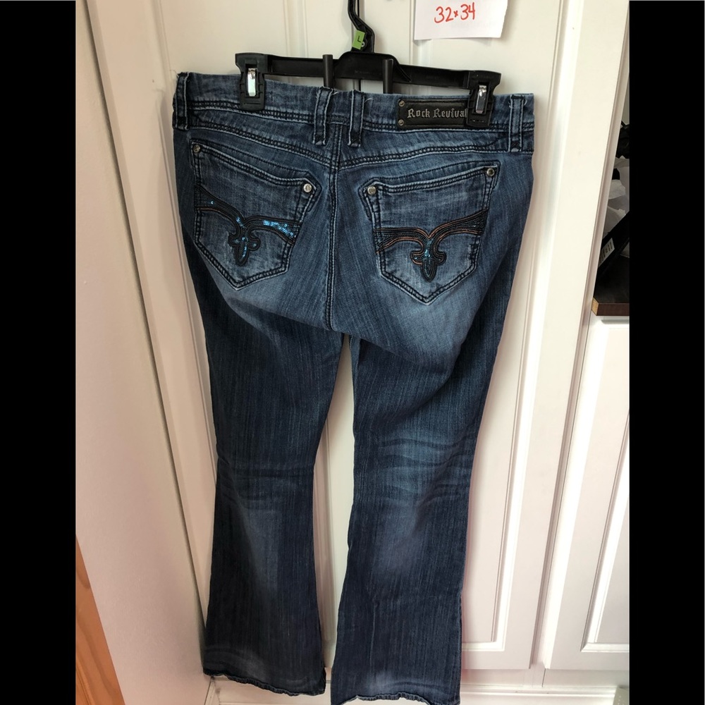 Rock Revival Charlotte wide leg size 32 bling jean